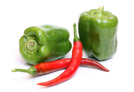 Color photo of red and green peppersの写真素材