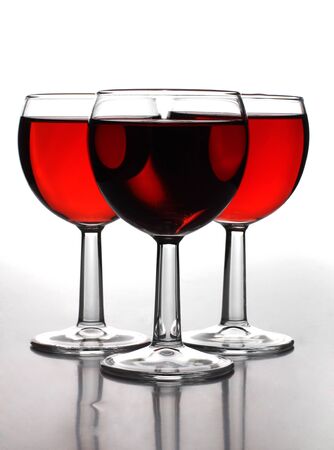 Color photo of a red wine in wineglassesの写真素材