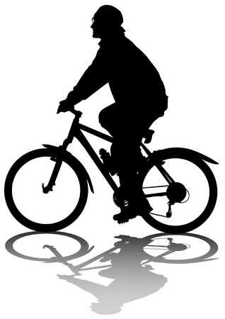 Vector drawing silhouette of a cyclist boyのイラスト素材