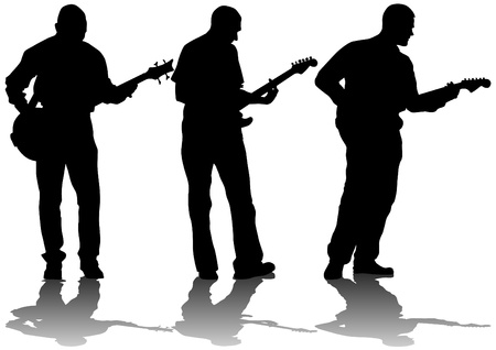 Vector drawing young man and guitaristのイラスト素材