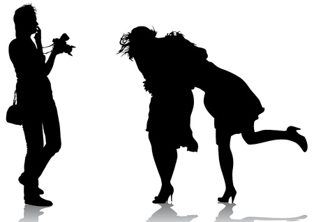 Vector image of people with cameras and modelのイラスト素材