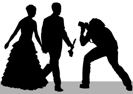 Vector drawing of photographers at a weddingのイラスト素材