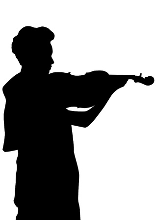 Vector drawing of a woman with a violin on stageのイラスト素材
