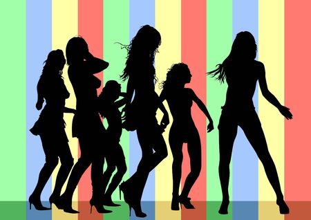 Vector drawing slim and beautiful girlsのイラスト素材