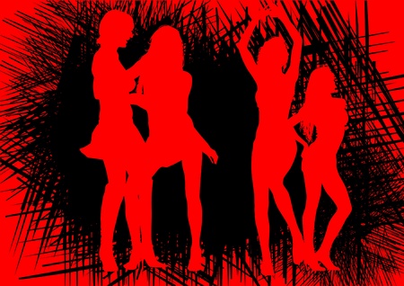 Vector drawing slim and beautiful girlsのイラスト素材