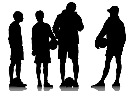 Vector image of football players and ballのイラスト素材