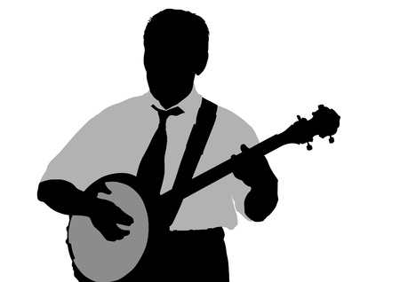 drawing young man whit banjoのイラスト素材