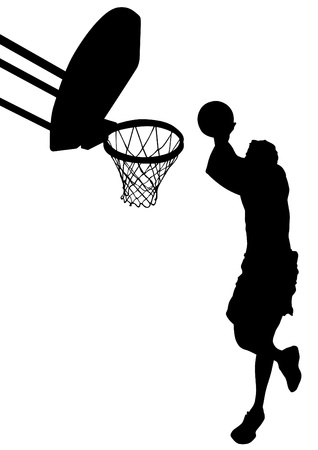 graphic basketball. Silhouette man with ballのイラスト素材