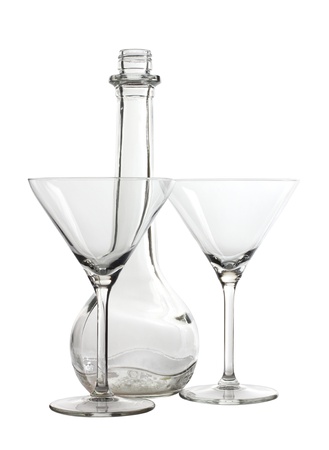 Color photograph of empty glasses beakerの写真素材