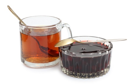 Color photo of glasses cups of teaの写真素材
