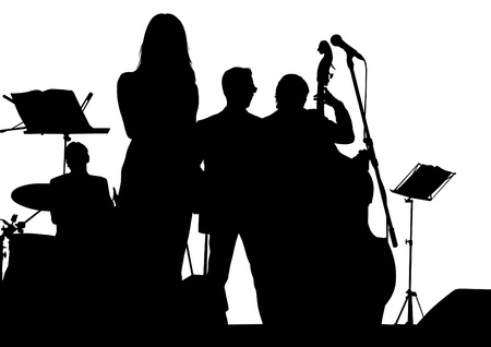 drawing of a jazz band on stageのイラスト素材