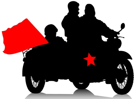 drawing a military retro motorcycleのイラスト素材