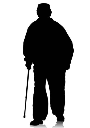  graphic disabled man whit crutchesのイラスト素材