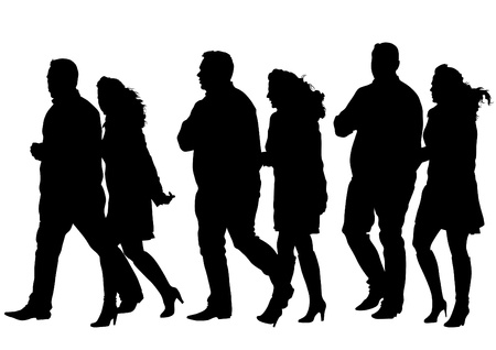 drawing of a man and a woman walkingのイラスト素材