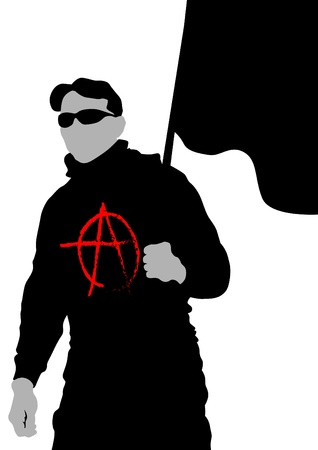 Vector drawing crowds with banners and flagsのイラスト素材