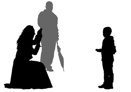 Vector drawing parents and childsのイラスト素材