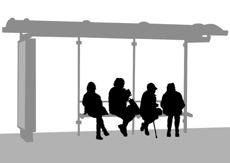 Vector image of people at a bus stopのイラスト素材