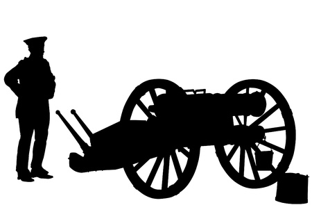 Vector image of old guns and soldiersのイラスト素材