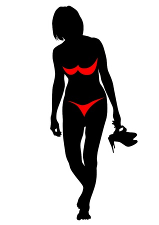 drawing slim and beautiful girls in bikiniのイラスト素材