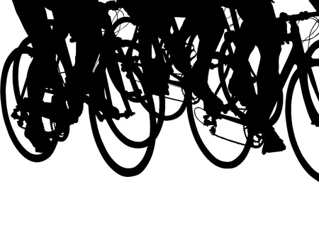 drawing silhouette of a cyclist boyのイラスト素材