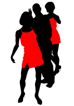  drawing couple people on streetのイラスト素材