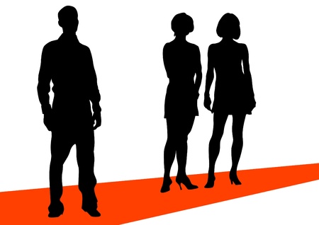 drawing of a collection of silhouettes of men and womenのイラスト素材