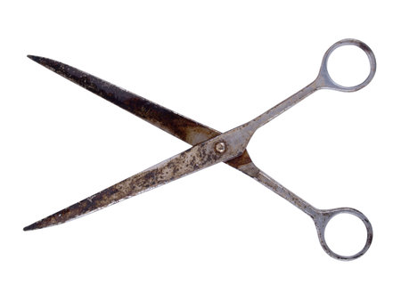Color photo of old metal scissors        の写真素材