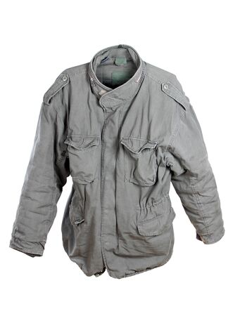 Color of an old military jacket on a white backgroundの写真素材