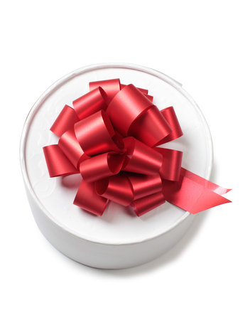 Color photo of a gift box and ribbonの写真素材