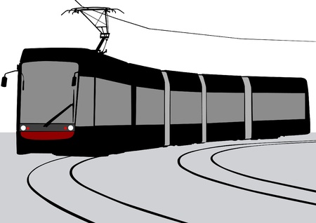 illustration of urban tram railsのイラスト素材