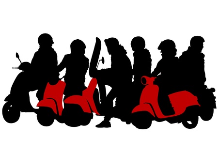 image of young people on a scooterのイラスト素材