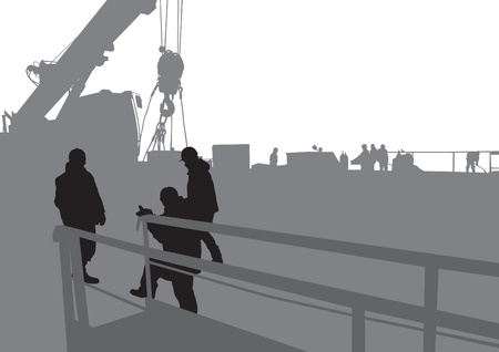 drawing working at construction siteのイラスト素材