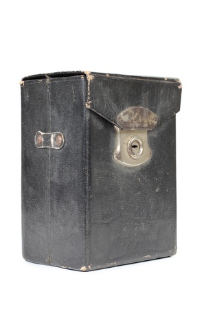 Color photo of an old wardrobe trunk for cameraの写真素材