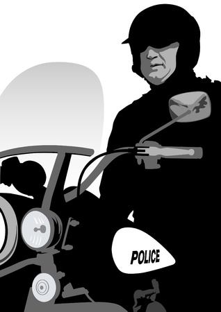 drawing of a police officer on a motorcycleのイラスト素材