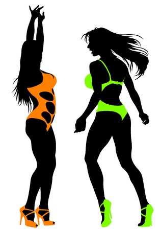 drawing of dancing women in bikinisのイラスト素材
