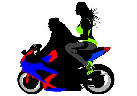 drawing a girl in a bikini on a motorcycleのイラスト素材