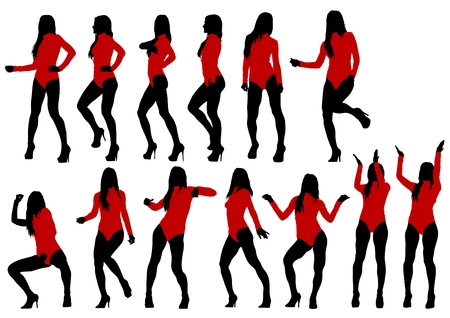 drawing of girls in redのイラスト素材