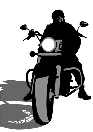 Vector drawing silhouettes of motorcyclists protective gearのイラスト素材