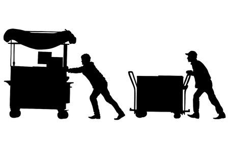 drawing of a loader with a big cartのイラスト素材