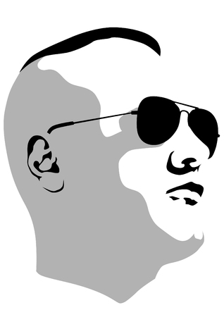 drawing of a man s face with glassesのイラスト素材