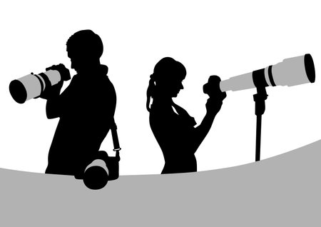 Journalist man with a cameraのイラスト素材