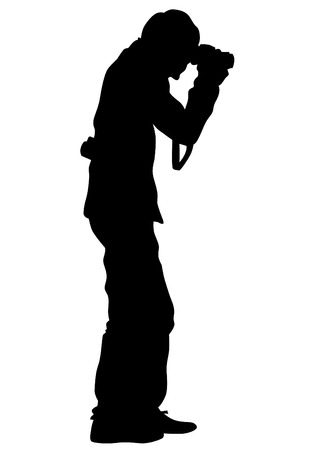 Man with a photo camera on white backgroundのイラスト素材