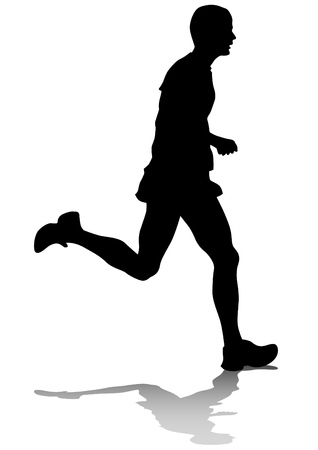 Silhouette of man athletes on running raceのイラスト素材