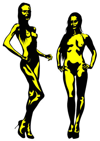 Young beauty women on white backgroundのイラスト素材