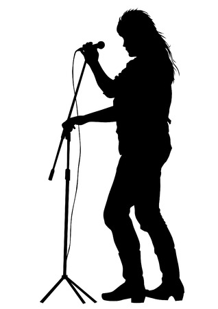 Singer of rock band on a white backgroundのイラスト素材