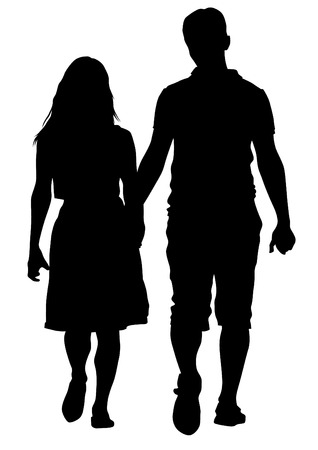 Couple of young guy and girl on white backgroundのイラスト素材
