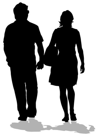Couple of young guy and girl on white backgroundのイラスト素材