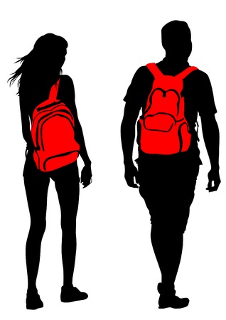 Couples people whit bag on white backgroundのイラスト素材