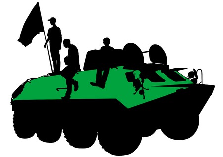 Soldier in uniform with gun on white backgroundのイラスト素材