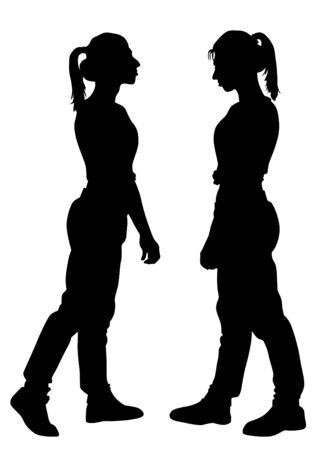 Beauty young girls on white backgroundのイラスト素材